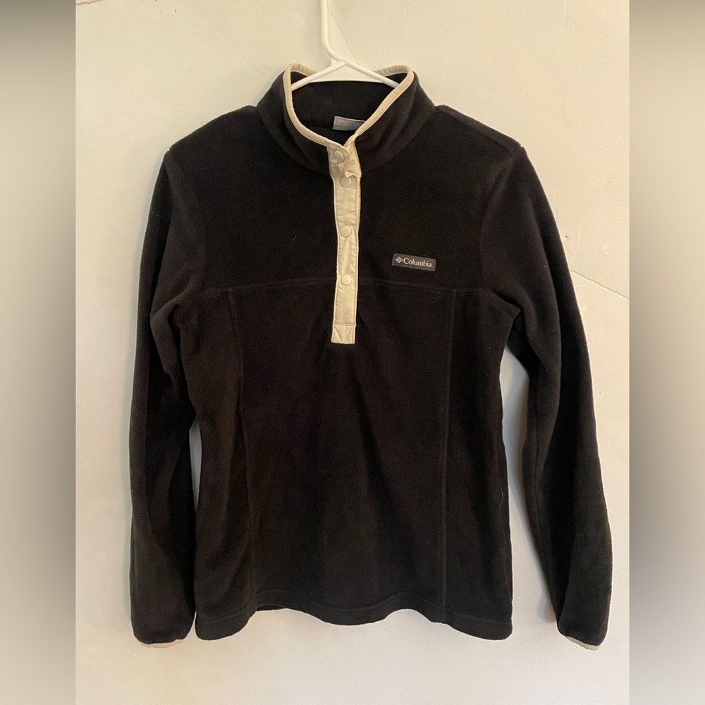Columbia Fleece quarter snap up pullover sweater S, Black